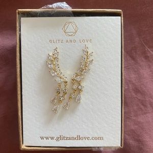 ❤️ SALE! ❤️ Leaf Climber Earrings, Gold